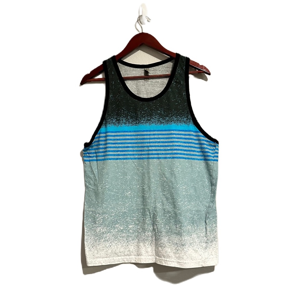 Blue Gray Stripe Patterned Men’s Tank Top